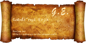 Gabányi Erik névjegykártya